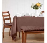 Nappe de table carrée unie en 100% coton - HOMESCAPES - Chocolat - 138 x 138 cm - Lavable en machine et hypoallergénique