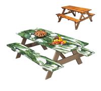 Nappe de table de pique-nique avec housses de banc, nappe élastique | Jolis chiffons élégants lavables en machine réutilisables pour salle à manger, peinture, fêtes, barbecues