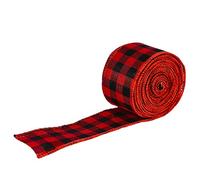 Nappe de table d'événement de Noël avec bords filaires - Ruban de Noël - Buffalo - Couleur unie - Ruban en toile de jute vichy - Pour Noël, bricolage, emballage, fête, artisanat (rouge, taille unique)