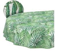 Nappe de table en coton et polyester - Lavable - Facile d'entretien - Forme ronde, ovale, rectangulaire - Tropique - Ovale - 200 x 140 cm - Avec ourlet (bordé)