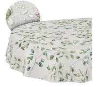 Nappe de Table en Coton et Polyester, Lavable, Facile d'entretien, Ronde, Ovale, rectangulaire, Motif botanique, Ovale, 180 x 140 cm, Bord coupé