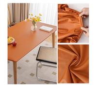 Nappe de Table en Cuir avec Bord Élastique Antidérapante, Nappe Rectangulaire Impermeable, Tapis de Protection en Simili Cuir pour Table Terrasse, Jardin, Manger, Basse, Extérieur(90x160cm,Orange)