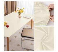 Nappe de Table en Cuir avec Bord Élastique Antidérapante, Nappe Rectangulaire Impermeable, Tapis de Protection en Simili Cuir pour Table Terrasse, Jardin, Manger, Basse, Extérieur(90x120cm,Milky White