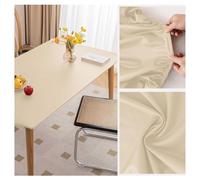 Nappe de Table en Cuir avec Bord Élastique Antidérapante, Nappe Rectangulaire Impermeable, Tapis de Protection en Simili Cuir pour Table Terrasse, Jardin, Manger, Basse, Extérieur(85x140cm,Beige)