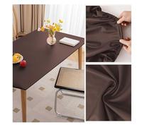 Nappe de Table en Cuir avec Bord Élastique Antidérapante, Nappe Rectangulaire Impermeable, Tapis de Protection en Simili Cuir pour Table Terrasse, Jardin, Manger, Basse, Extérieur(90x160cm,Brown)