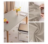 Nappe de Table en Cuir avec Bord Élastique Antidérapante, Nappe Rectangulaire Impermeable, Tapis de Protection en Simili Cuir pour Table Terrasse, Jardin, Manger, Basse, Extérieur(90x150cm,Light Gray)
