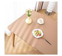 Nappe de Table en Cuir avec Bord élastique, Nappe Rectangulaire Ajustée Cuir, Tapis de Table Lavable Impermeable Antidérapante pour l'extérieur, la Terrasse Cuisine Salle à Manger (80x130cm,Khaki)