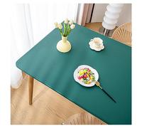 Nappe de Table en Cuir avec Bord élastique, Nappe Rectangulaire Ajustée Cuir, Tapis de Table Lavable Impermeable Antidérapante pour l'extérieur, la Terrasse Cuisine Salle à Manger (60x120cm,Green 2)