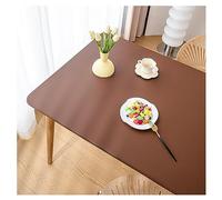 Nappe de Table en Cuir avec Bord élastique, Nappe Rectangulaire Ajustée Cuir, Tapis de Table Lavable Impermeable Antidérapante pour l'extérieur, la Terrasse Cuisine Salle à Manger (90x150cm,Brown)
