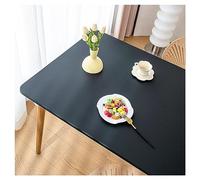 Nappe de Table en Cuir avec Bord élastique, Nappe Rectangulaire Ajustée Cuir, Tapis de Table Lavable Impermeable Antidérapante pour l'extérieur, la Terrasse Cuisine Salle à Manger (70x130cm,Black)