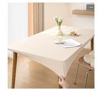 Nappe de Table en Cuir avec Bord élastique, Nappe Rectangulaire Ajustée Cuir, Tapis de Table Lavable Impermeable Antidérapante pour l'extérieur, la Terrasse Cuisine Salle à Manger (70x120cm,White)