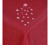 Nappe de table en tissu damassé, aspect lin, jacquard avec protection anti-taches, rectangulaire 130 x 250 cm - Rouge