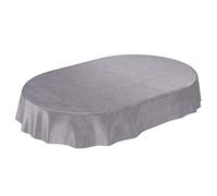 ANRO Nappe de Table en Toile cirée Gris béton - Forme Ronde, rectangulaire et Ovale - 180x140cm - Bords découpés