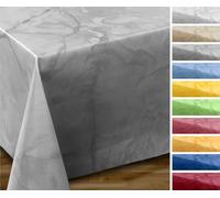Nappe de table en toile cirée essuyable, ovale, ronde, rectangulaire - Anti-taches - Motif marbre - Nappe de table pour table de jardin, à découper (rectangulaire 140 x 160 cm, gris)