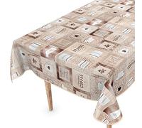 Nappe de table en toile cirée lavable, ANRO, style café, 260 x 140 cm avec ourlet, facile à entretenir