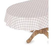 Nappe de table en toile cirée, lavable, pour table de jardin, carrée, ronde, ovale, 140 x 240 cm, bord coupé, motif pixel carreaux beige