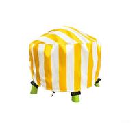 Nappe de table imperméable pour l'extérieur avec boutons-pression et cordon de serrage en tissu Oxford pour tables de sable et d'eau (rayures jaunes)