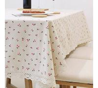 Nappe De Table,Nappe En Lin Rétro En Dentelle Petite Ferme Cerise Couverture De Table En Dentelle Nappe En Coton Naturel Pour Table Rectangulaire Fête De Mariage Salle À Manger Banquet Décor, 90X151