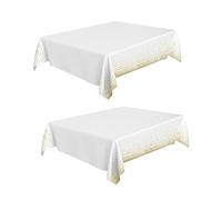 Nappe de Table,Nappe Rectangulaire,Nappe Blanche,2 Pièces Nappes Jetables,Nappes Fête Impermeable à Pois Blancs et Dorés Nappe en Plastique Nappe Anniversaire Nappe Blanche Mariage