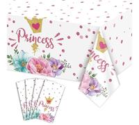 Nappe De Table Princesse Château Rose - Décoration Rectangulaire pour Fête d'Anniversaire et Douche de Bébé, 130 x 220cm