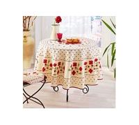Nappe de Table Provençale Ronde 180cm, Coquelicot Anti-Tâche Glycine, 100% Polyester coloris rouge - -