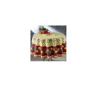 Nappe de Table Provençale Ronde 180cm, linge table Anti-Tâche Glycine, 100% Polyester coloris Citron-rouge - -