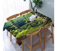 Nappe de Table Rectangulaire 100x150 cm Polyester Imperméable Anti-Tache Lavable Paysage Vert Tropical pour Appartement Balcon Petit Jardin Picnic Cuisine C-513