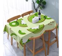 Nappe de Table Rectangulaire 130x180 cm Polyester Imperméable Anti-Tache Lavable Art Linéaire Kiwi pour Cuisine Terrasse Jardin et Repas de Fête C-983