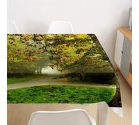 Nappe de Table Rectangulaire 130x180 cm Polyester Imperméable Anti-Tache Lavable Chemin Arboré Extérieur pour Cuisine Terrasse Jardin et Repas de Fête C-605