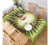 Nappe de Table Rectangulaire 130x180 cm Polyester Imperméable Anti-Tache Lavable Coupe Transversale de Kiwi Réaliste pour Cuisine Terrasse Jardin et Repas de Fête C-661