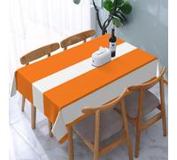Nappe de Table Rectangulaire 130x180 cm Polyester Imperméable Anti-Tache Lavable Grand Rayé Orange et Blanc pour Cuisine Terrasse Jardin et Repas de Fête C-801