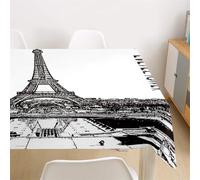 Nappe de Table Rectangulaire 130x180 cm Polyester Imperméable Anti-Tache Lavable Impression Ville Noir et Blanc pour Cuisine Terrasse Jardin et Repas de Fête C-1116