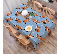 Nappe de Table Rectangulaire 130x180 cm Polyester Imperméable Anti-Tache Lavable Motif Mignon Panda Roux pour Cuisine Terrasse Jardin et Repas de Fête C-850