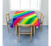 Nappe de Table Rectangulaire 130x180 cm Polyester Imperméable Anti-Tache Lavable Rayé Diagonal Arc Ciel pour Cuisine Terrasse Jardin et Repas de Fête C-668