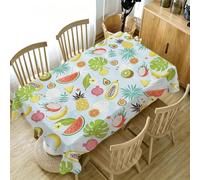 Nappe de Table Rectangulaire 140x200 cm Motif Fruits Tropical | Nappe en polyester imperméable anti-taches, motif Fruits, idéale pour cuisine, salle à manger, terrasse et jardin