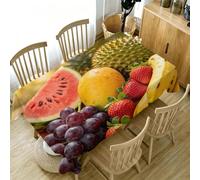 Nappe de Table Rectangulaire 140x200 cm Motif Fruits Tropical | Nappe en polyester imperméable anti-taches, motif Fruits, idéale pour cuisine, salle à manger, terrasse et jardin