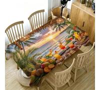 Nappe de Table Rectangulaire 140x200 cm Paysage Tropical Plage | Nappe en polyester imperméable anti-taches, motif Tropical, idéale pour cuisine, salle à manger, terrasse et jardin