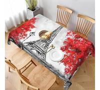 Nappe de Table Rectangulaire 140x200 cm Polyester Imperméable Anti-Tache Lavable Impression Tour de Paris pour Cuisine Terrasse Jardin et Repas de Famille C-1551