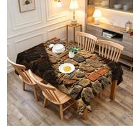 Nappe de Table Rectangulaire 160x240 cm Anti-Tache sans Repassage Motif 3D Mur de Pierres et Briques Imperméable Polyester, Nappe Texture Vintage pour Banquet & Grand Jardin d.1320