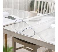 Nappe de table rectangulaire en PVC transparent - Épaisseur 0,08 mm - Anti-rayures et transparente - Pour la maison et le bureau - 140 cm x 200 cm