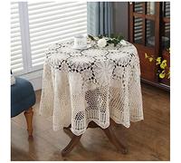 Nappe De Table Ronde À La Main Au Crochet Rectangle Nappe Dentelle Nappe De Table Au Crochet Nappes Couverture De Table De Mariage Décor De Fête À La Maison ( Color : White , Size : Round/180*180CM )