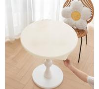 Nappe de table ronde élégante en cuir PU de 120 cm de diamètre, imperméable et résistante à la chaleur pour la protection des meubles d'extérieur (blanc)