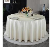 Nappe de table ronde en polyuréthane durable, imperméable et résistante à l'huile, lavable et réutilisable pour banquets et événements d'entreprise Blanc Taille L 240 cm