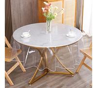 Nappe de Table Ronde Transparente en Plastique - Imperméable - Résistante à l'huile - Résistante aux Taches - Facile à Nettoyer - pour Table Ronde