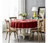 Nappe De Table Rouge 120 cm Antitache Ronde imperméable Dentelle Couleur pure Imitation coton et chanvre Nappe