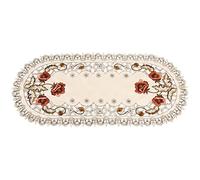 Nappe De Table Style Européen Rouge Floral Élégant Couverture De Table Fleur Creux Chemin De Table Brodé Exquise Petite Nappe Décorer pour Le Banquet De Mariage Meuble TV Table Basse(Oval)