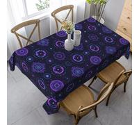Nappe De Table Symboles Géométriques Sacrés Soleil Lune Violet Psychédélique 137X183Cm Nappe Anti-Taches Imperméable Couverture De Table pour Plein Air Jardin Banquet