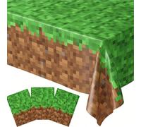 Nappe de table thème minier Pixel War sous licence officielle, nappe en plastique jetable et imperméable Taille UniquePolyéthylène