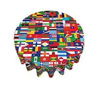 Nappe De Table Tout Le Monde De l'art des Drapeaux Nappes De Fête Entretien Facile Nappe Imperméable De Table, pour Extérieur, Jardin, 152cm