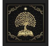 Nappe de tarot en tissu pour la pratique mystique - Motif arbre de tarot - Nappe de table d'arbre - Décoration Union et fertilité